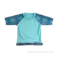 Kid's rashguards, UPF50+, sublimation print, contrasted color matching, with tassel on hem